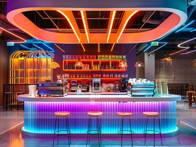 Pastel U Shape Beverage Island Counter