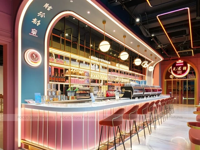 Pink Arch Beverage Bar Counter Layout
