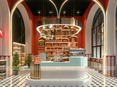 Pink Arch Dessert Beverage Corner Counter