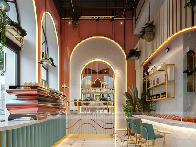 Pink Arch Dessert Cafe Counter Layout