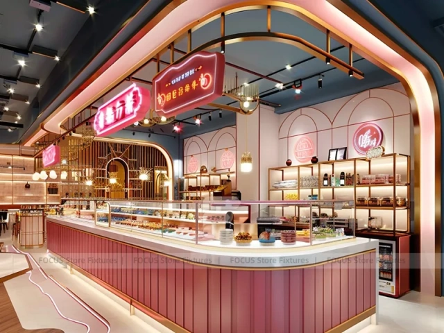 Pink Arch Dessert Cafe Counter Layout