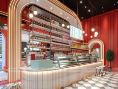 Pink Arch Dessert Cafe Display Counter