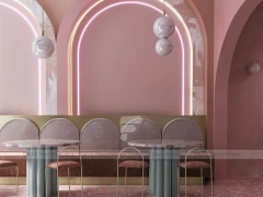 Pink Arch Dessert Cafe Seating Niche