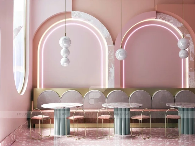 Pink Arch Dessert Cafe Seating Niche