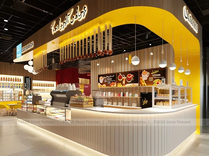 Pink Blue Arch Beverage Counter Layout