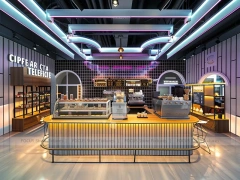 Pink Blue Arch Beverage Counter Layout