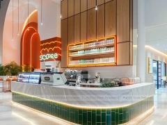 Pink Blue Arch Beverage Counter Layout
