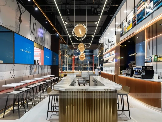 Pink Blue Arch Beverage Counter Layout