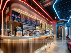 Pink Blue Beverage Bar Counter Layout
