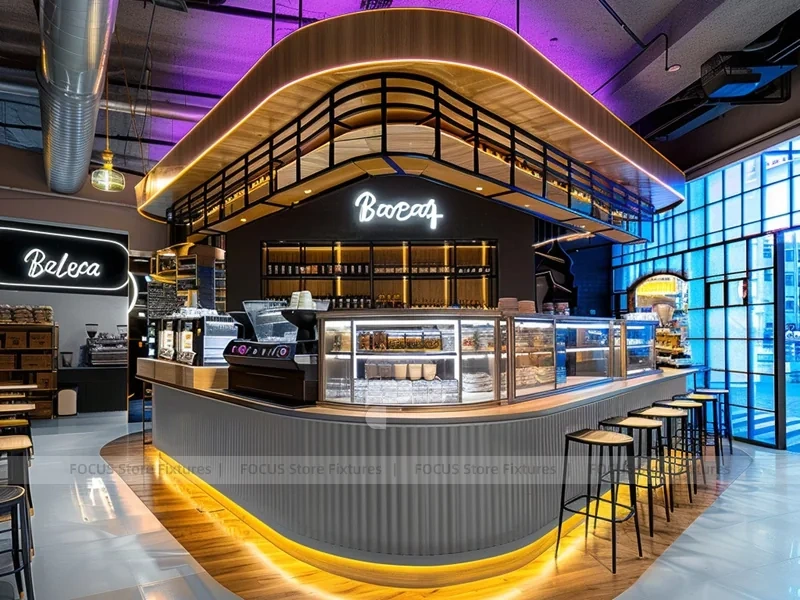 Pink Blue Beverage Bar Counter Layout