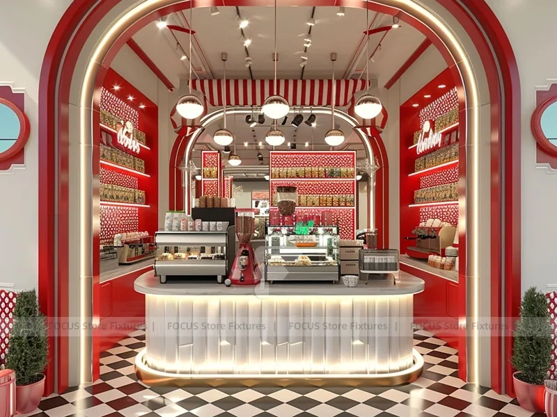 Pink Blue Beverage Bar Counter Layout