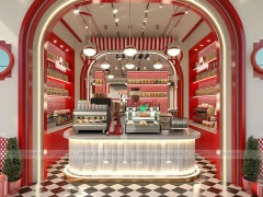 Pink Blue Beverage Bar Counter Layout