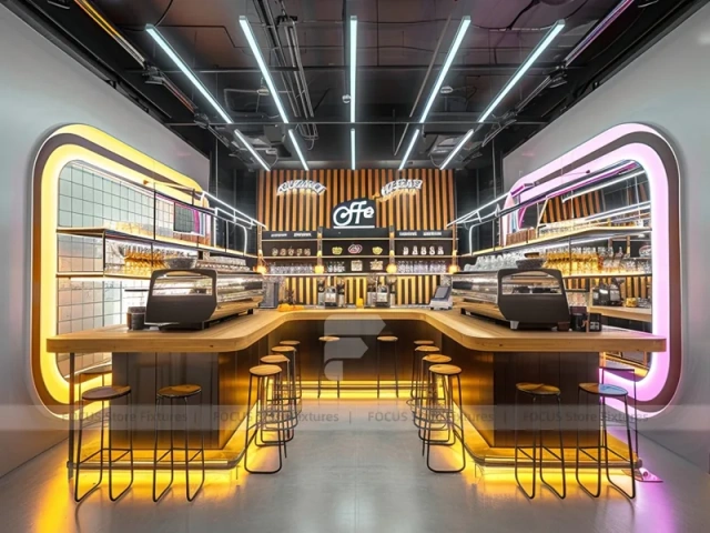 Pink Blue Beverage Bar Counter Layout
