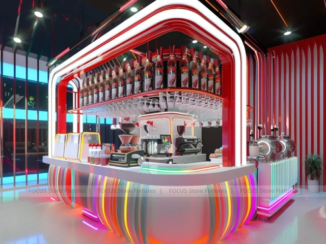 Pink Blue Beverage Bar Counter Layout