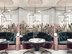 Pink Botanical Dessert Bar Island Layout