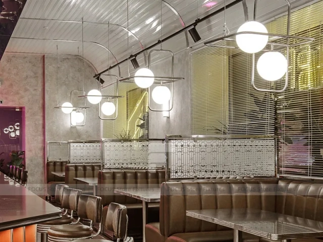Pink Cream Beverage Booth Seating Layout