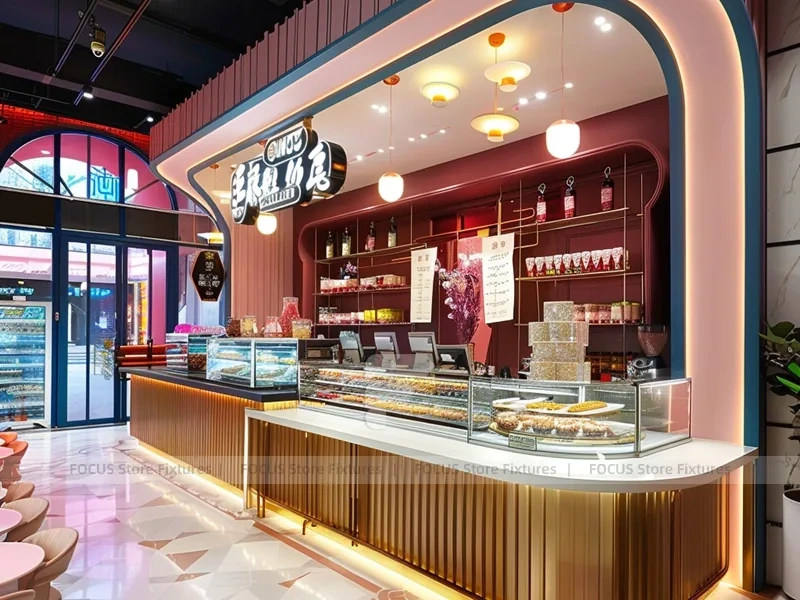 Pink Dessert Beverage Counter Layout