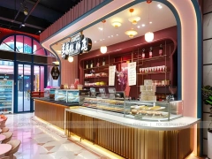 Pink Dessert Beverage Counter Layout
