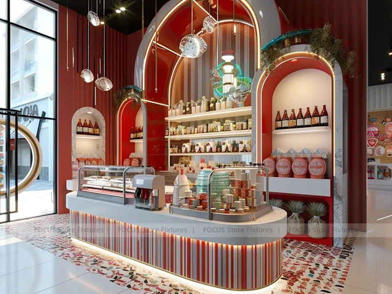 Pink Dessert Beverage Counter Layout