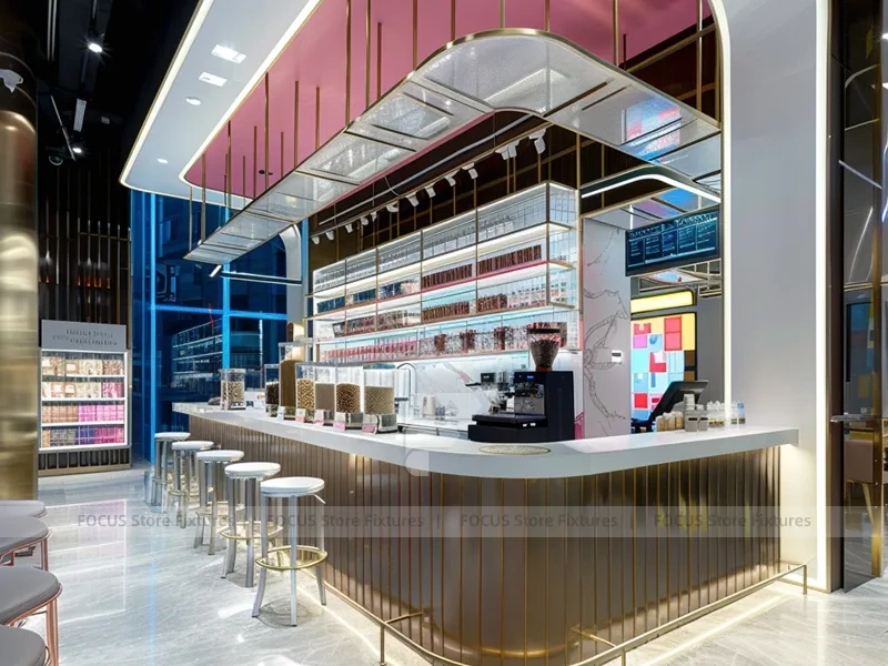 Pink Glass Dessert Beverage Kiosk