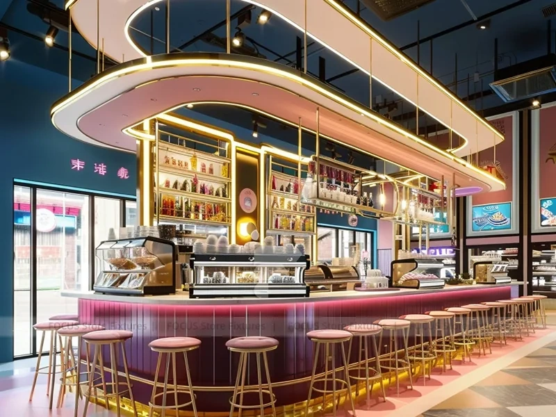 Pink Gold Beverage Island Bar Layout