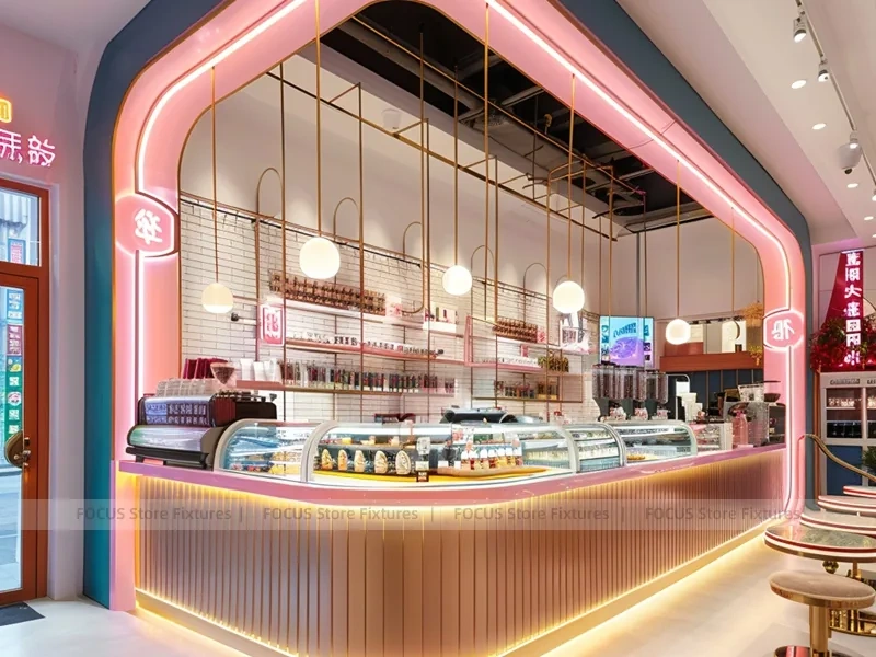 Pink Gold Beverage Island Bar Layout