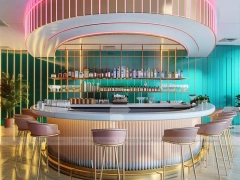 Pink Gold Dessert Beverage Counter Hall