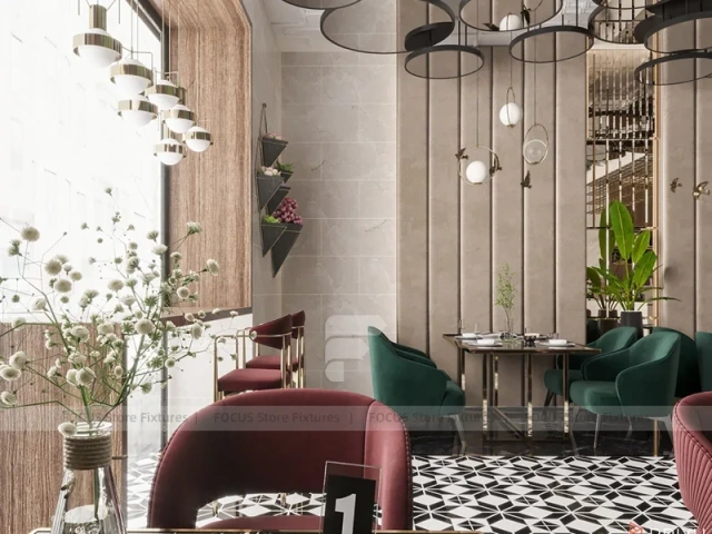 Pink Green Beverage Cafe Booth Seating