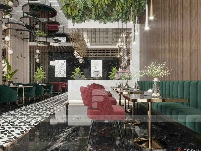 Pink Green Beverage Cafe Booth Seating