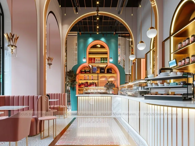 Pink Mint Dessert Beverage Counter Layout