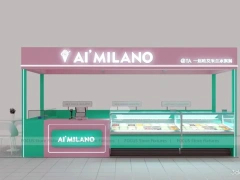 Pink Mint Gelato Display Kiosk