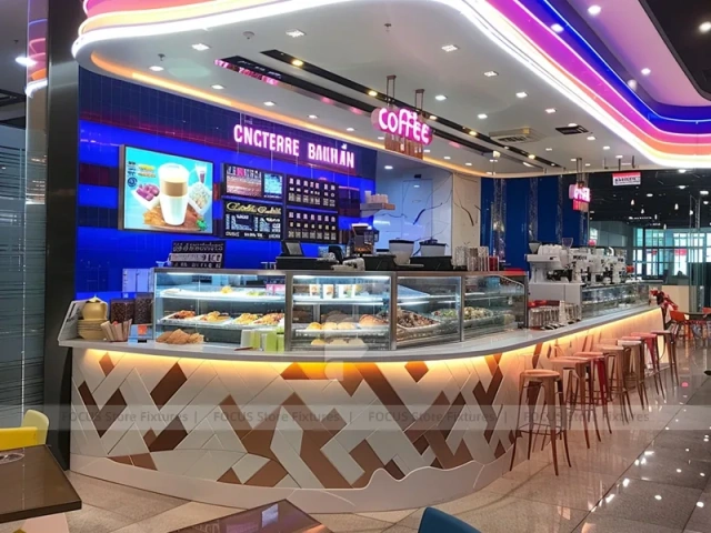 Purple Neon Coffee Bar Corner Counter