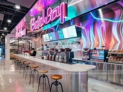 Purple Neon Coffee Bar Corner Counter