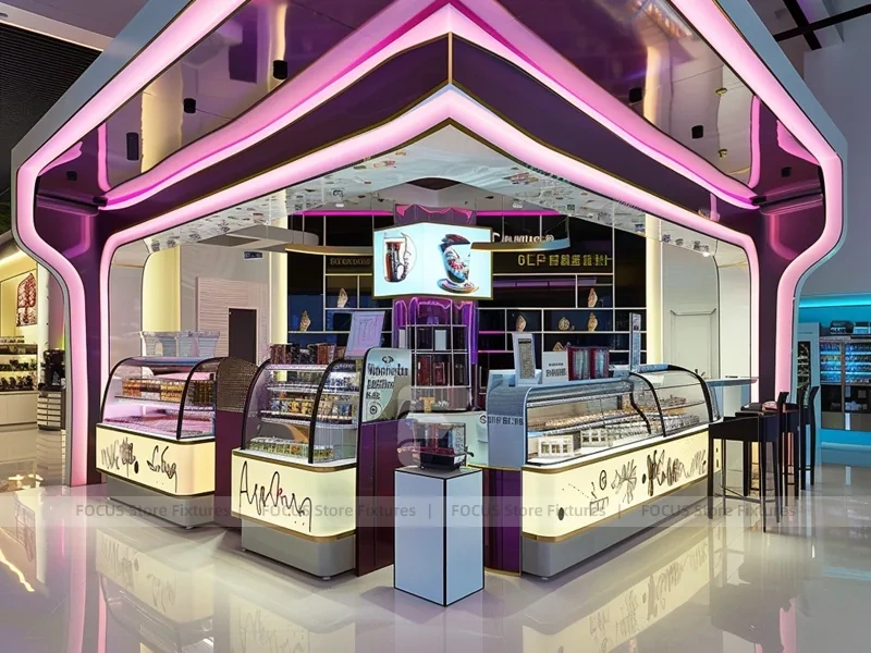 Purple Neon Dessert Beverage Kiosk