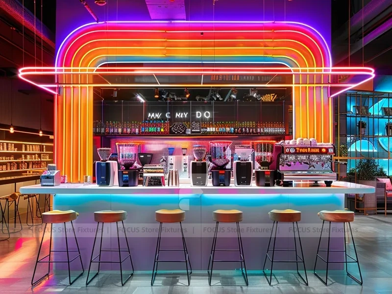 Rainbow Neon Beverage Bar Counter