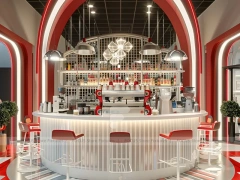 Red Arch Dessert Beverage Counter Layout