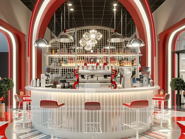 Red Arch Dessert Beverage Counter Layout