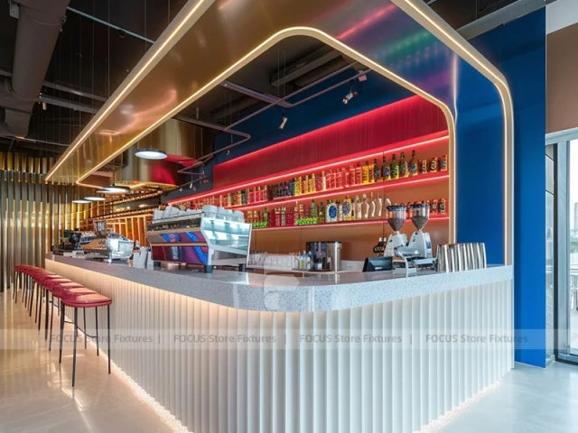Red White Arch Dessert Beverage Counter