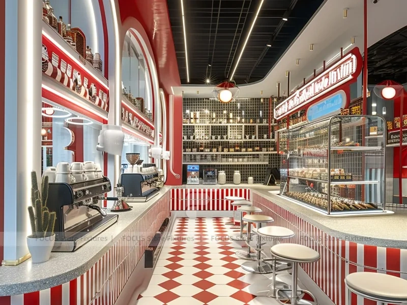 Red White Arch Dessert Beverage Hall