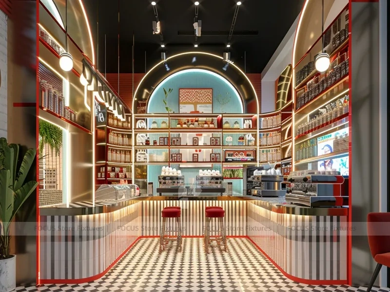 Red White Arch Dessert Beverage Hall