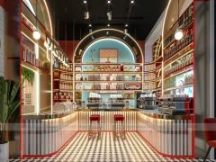 Red White Arch Dessert Beverage Hall