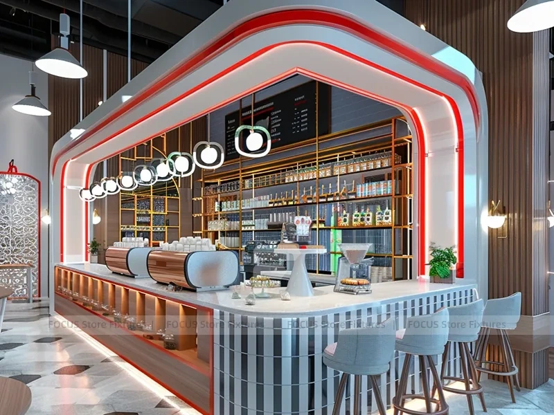 Red White Beverage Arch Counter Kiosk
