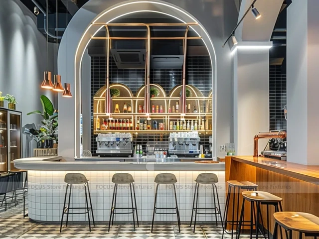 Red White Beverage Arch Counter Kiosk