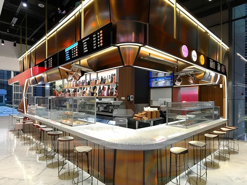 Red White Beverage Arch Counter Kiosk