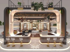 Red White Beverage Arch Counter Kiosk