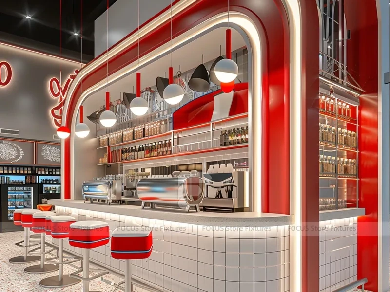 Red White Beverage Wall Counter