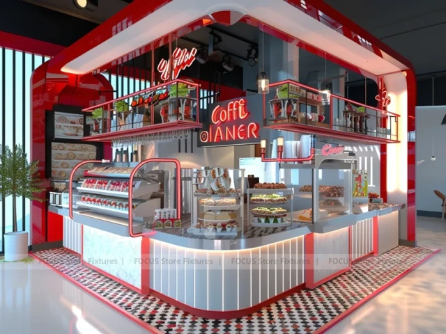 Red White Coffee Corner Kiosk