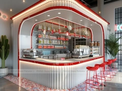 Red White Coffee Corner Kiosk