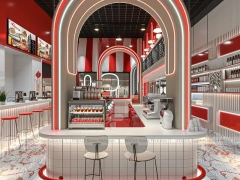 Red White Dessert Beverage Hall Layout