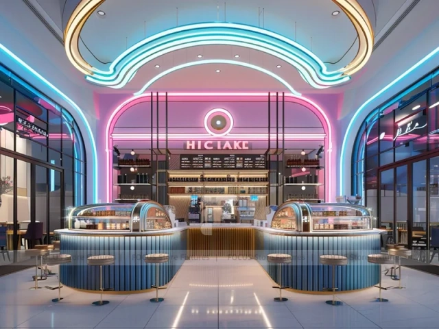Red White Dessert Beverage Hall Layout